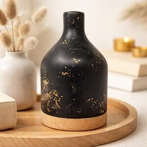 Hearth & Hand Magnolia Green Gold Speckled Jug Vase 9" Stoneware